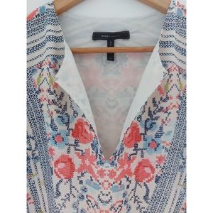 BCBG Spring Floral Pattern Midi Dress